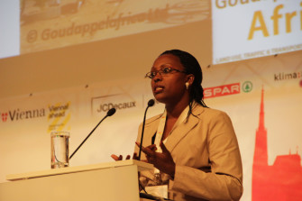Amanda Ngabirano speaking at Velo-city 2013.