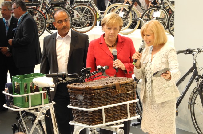 Angela Merkel and the Hercules Rob Cargo at Eurobike