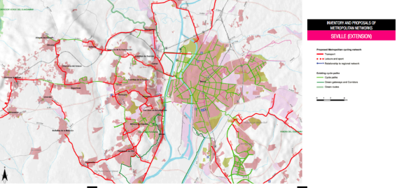 Existing and planned cycle network in Seville (2013)