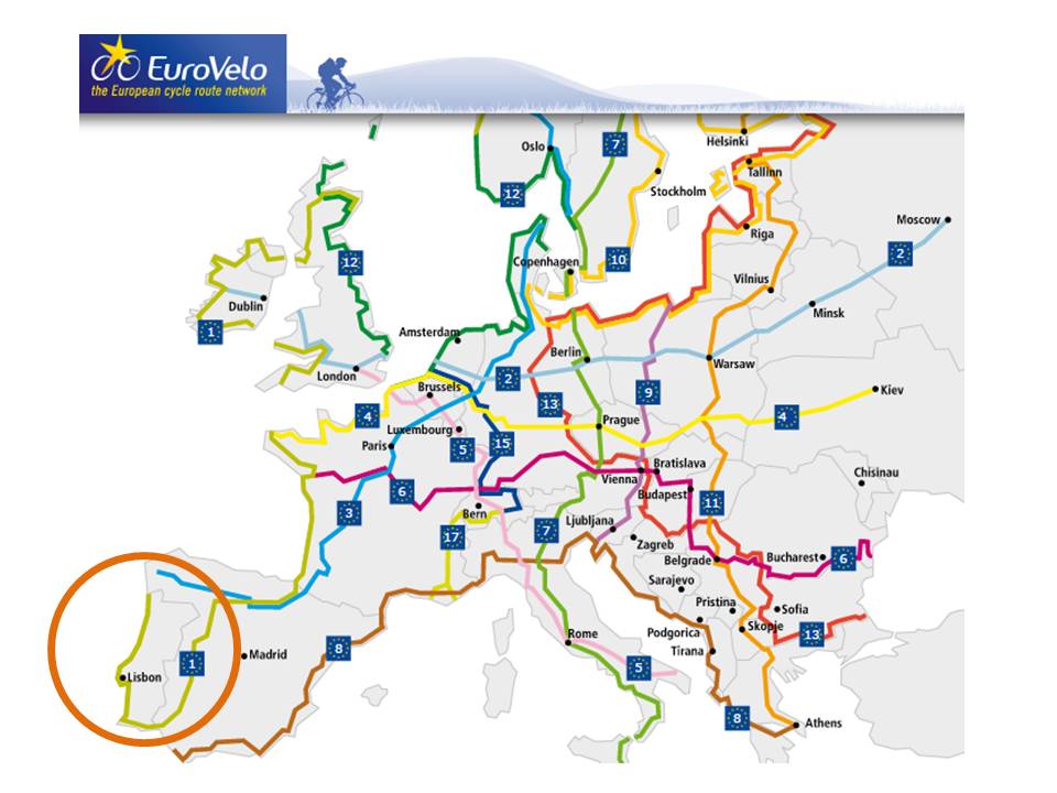 The EuroVelo 1 –Atlantic Coast Route’s major expansion, was approved this Summer, covering 920km of mainland Portugal’s coast (map: EuroVelo)