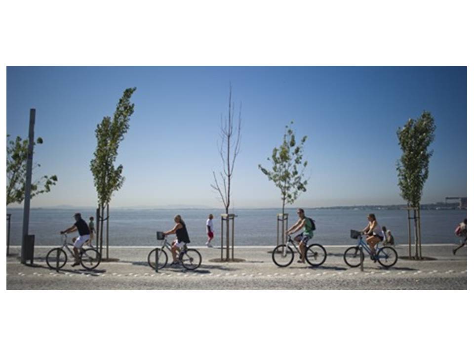 In Lisbon’s central riverfront area, bicycle traffic has risen to up to 1,200 bicycles per hour during the busiest times of day. (photo: Pedro A. Pina, rtp.pt)