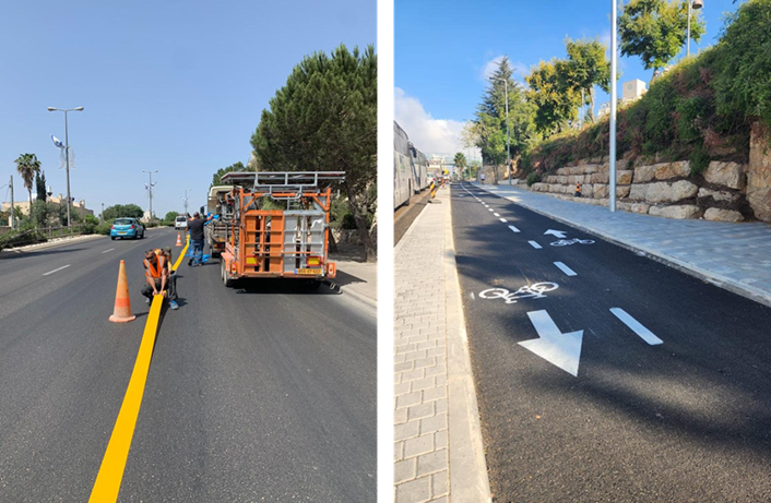 Image 2: Golomb road – transforming a car lane into a bike path