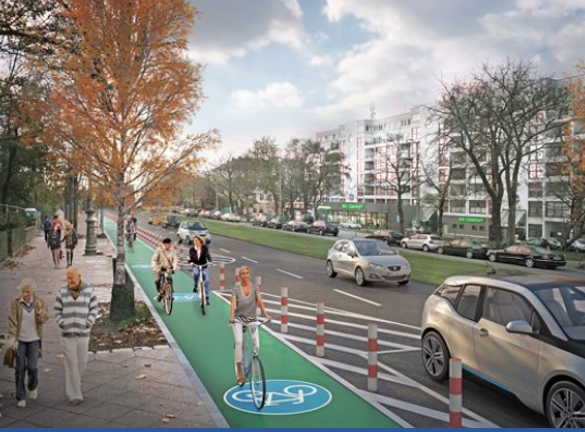Simulation of future protected bike lanes in Berlin. ©Berlin Senate