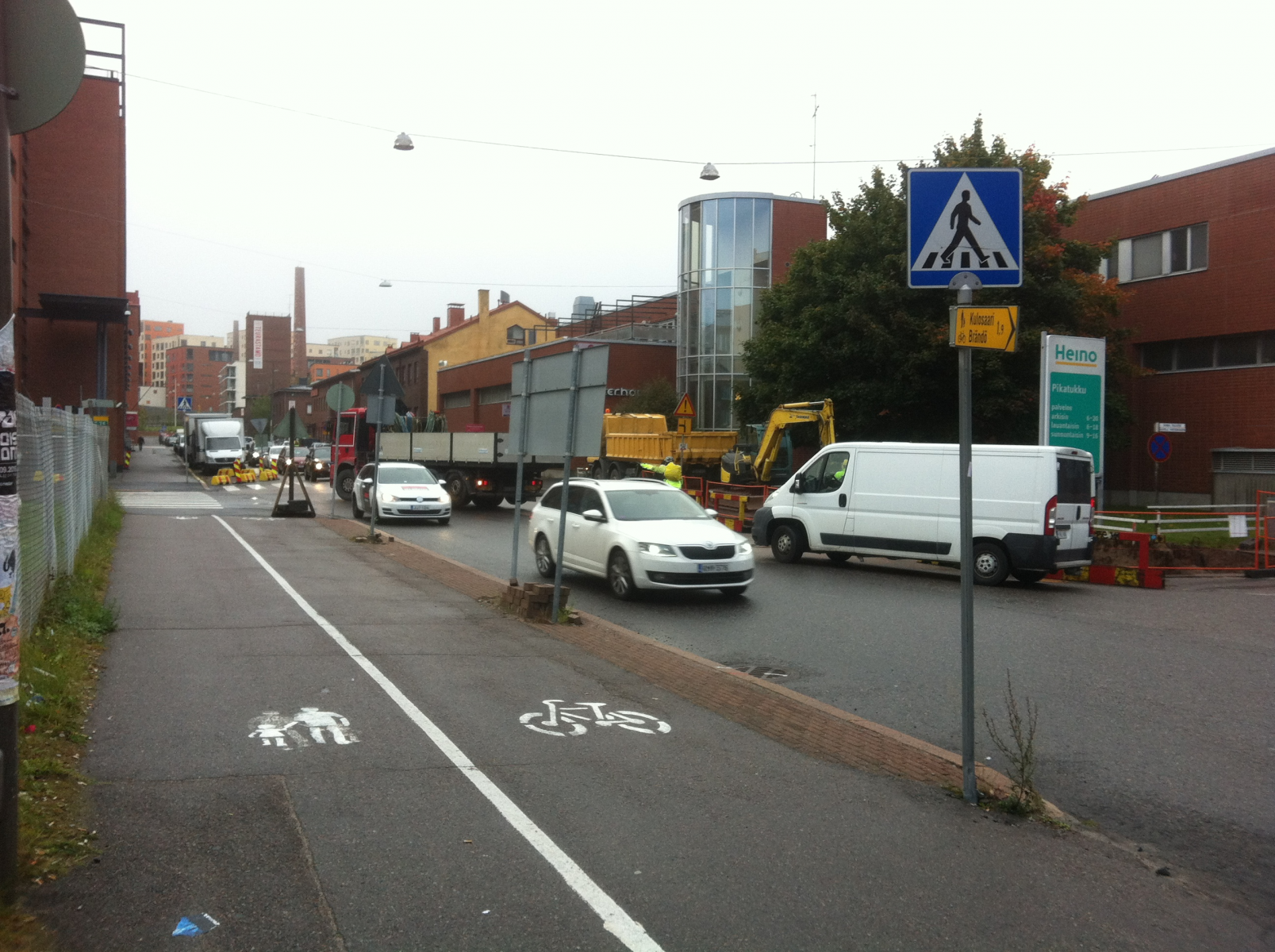 Figure 3. An example of sub-par bicycle infrastructure in Helsinki, which is currently still very dominant in the traffic system.