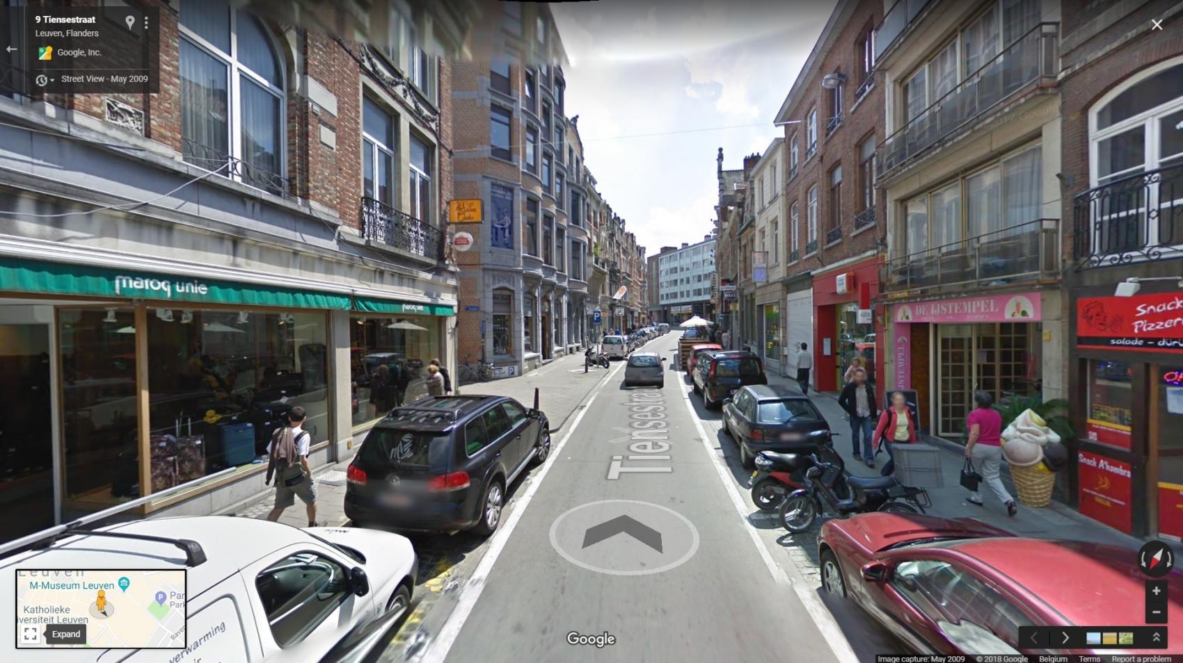 Tiensestraat, one of the recently pedestrianised streets, in 2009. Photo credit: Google Street View.