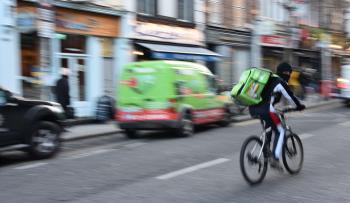 A delivery cyclist on the streets of Dublin